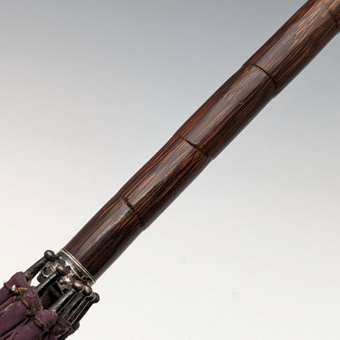 1914 British Antique Ladies Umbrella Sterling Silver Curved Handle 93cm